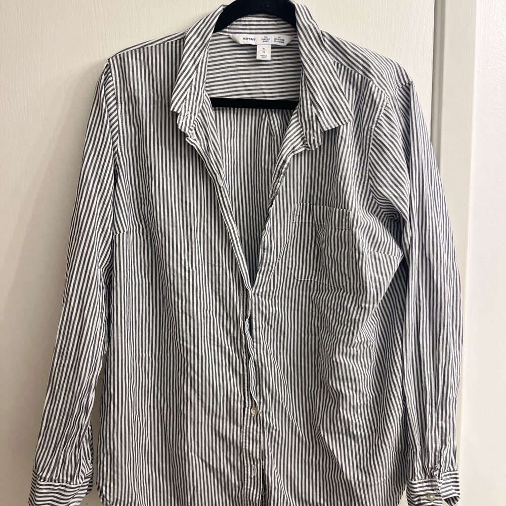 Classic Navy and White Striped Shirt